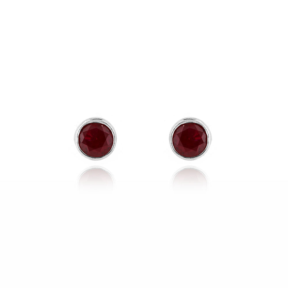 Celeste Lab-Grown Ruby Stud Earrings - Sterling Silver Stud Earrings
