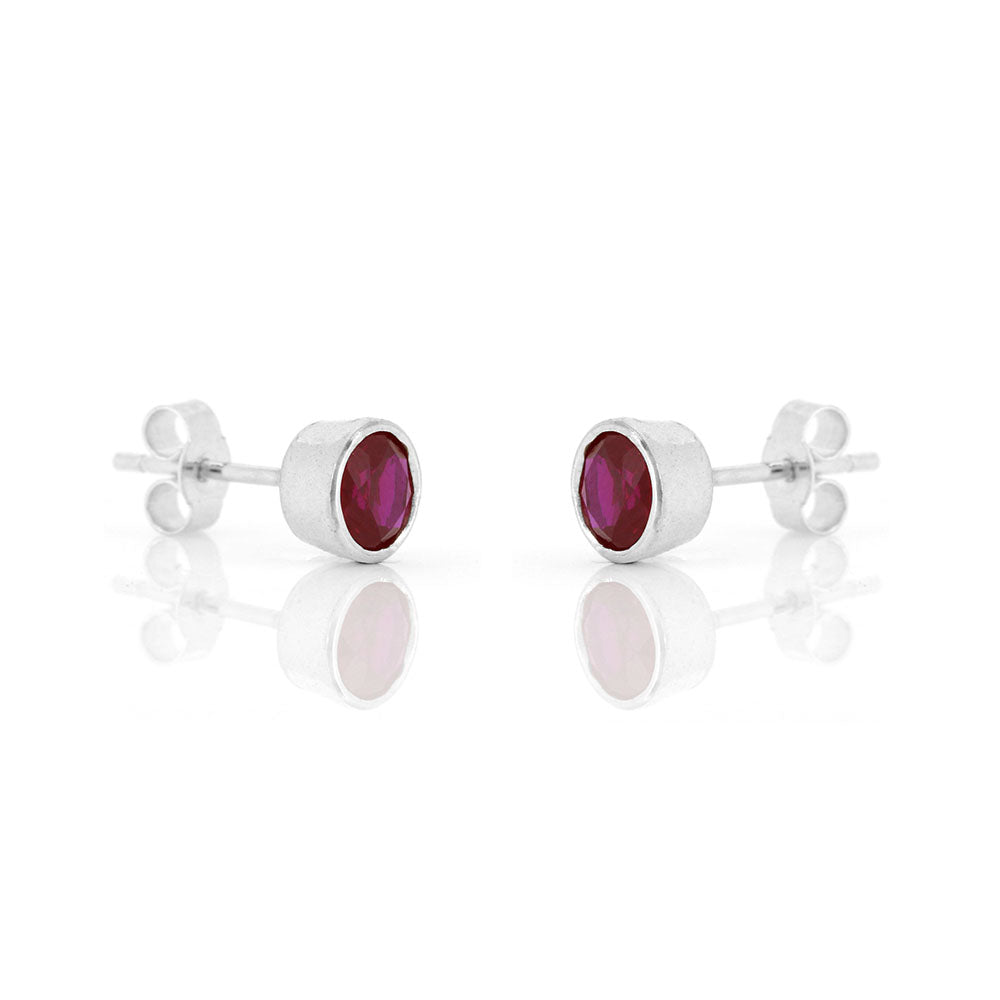Celeste Lab-Grown Ruby Stud Earrings - Sterling Silver Stud Earrings