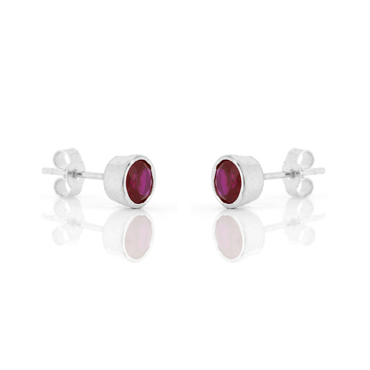 Celeste Lab-Grown Ruby Stud Earrings - Sterling Silver Stud Earrings