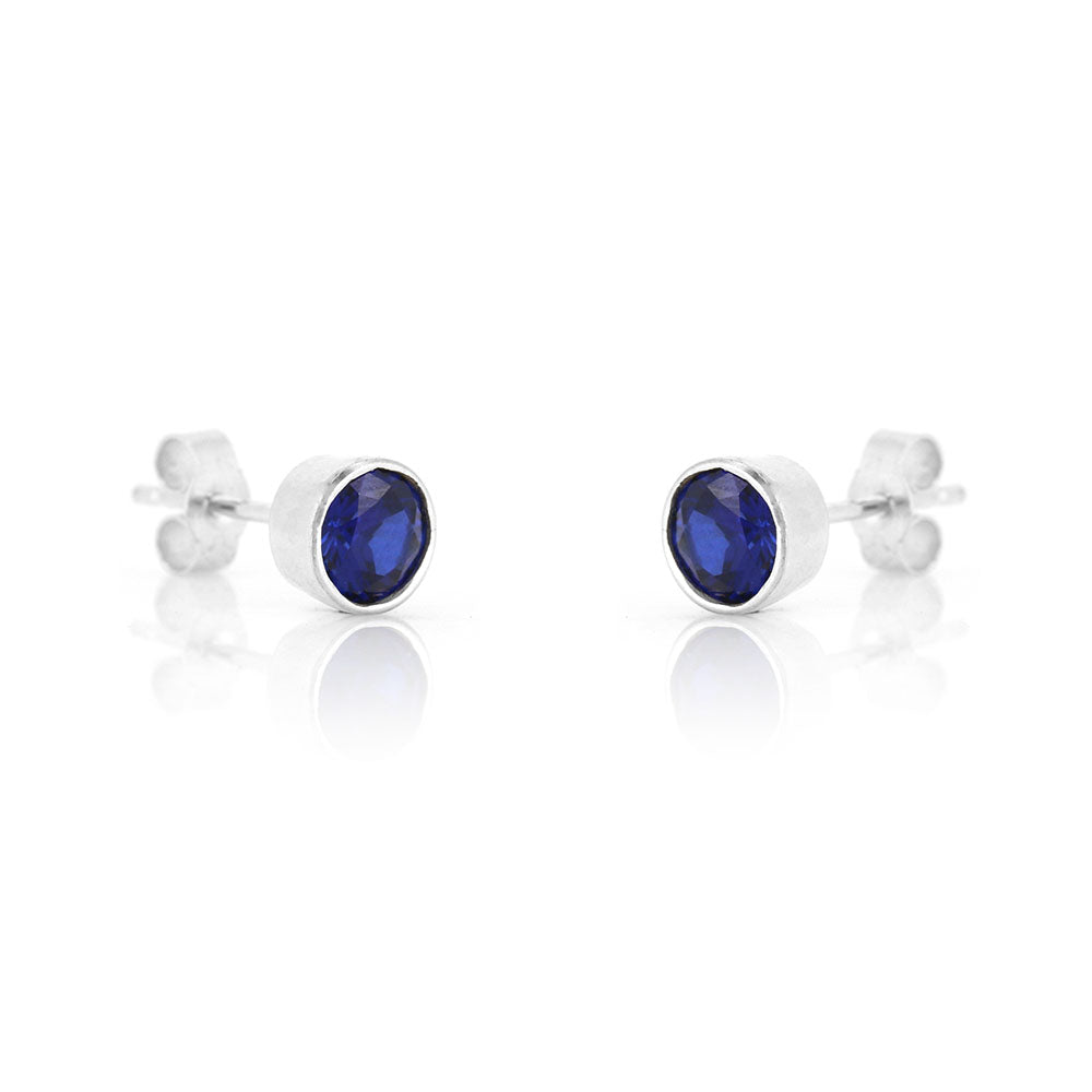 Celeste Lab-Grown Sapphire Stud Earrings - Sterling Silver Stud Earrings