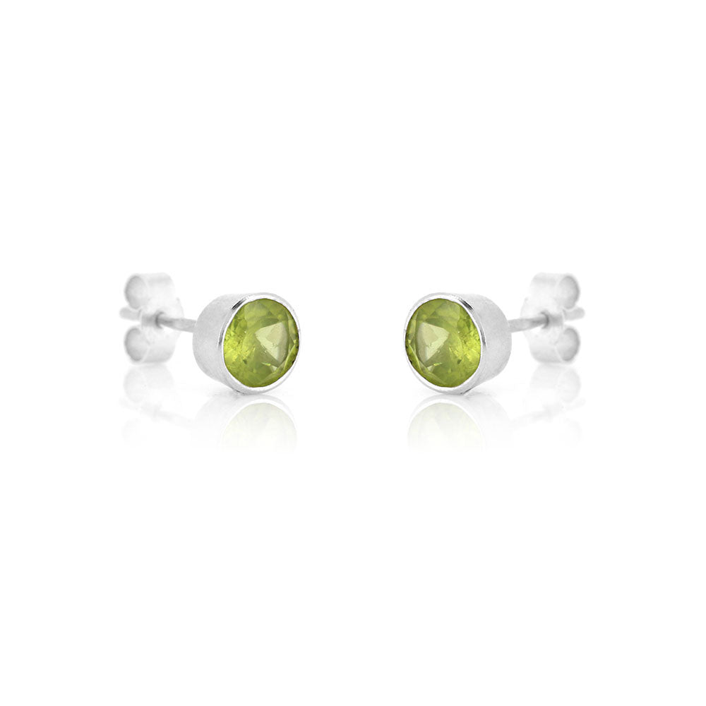 Celeste Peridot Stud Earrings - Sterling Silver Stud Earrings