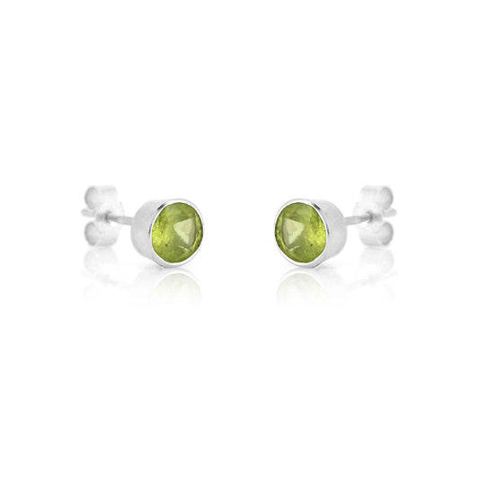 Celeste Peridot Stud Earrings - Sterling Silver Stud Earrings