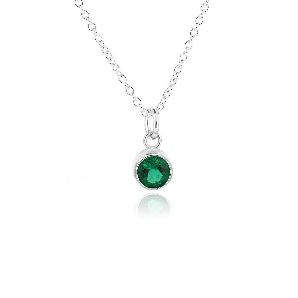 Celeste Lab-Grown Emerald Necklace - Sterling Silver Necklace
