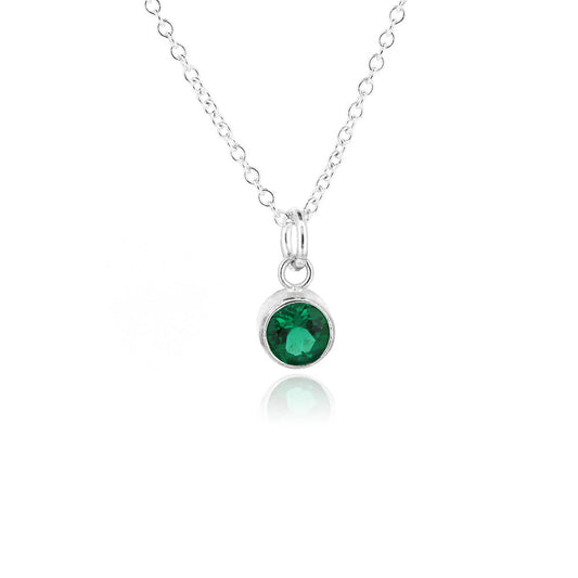 Celeste Lab-Grown Emerald Necklace - Sterling Silver Necklace