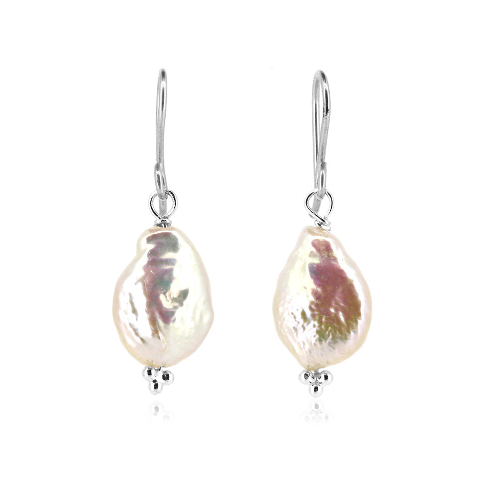 Alyssia Keshi White Freshwater Pearl Drop Earrings - Sterling Silver Drop Earrings
