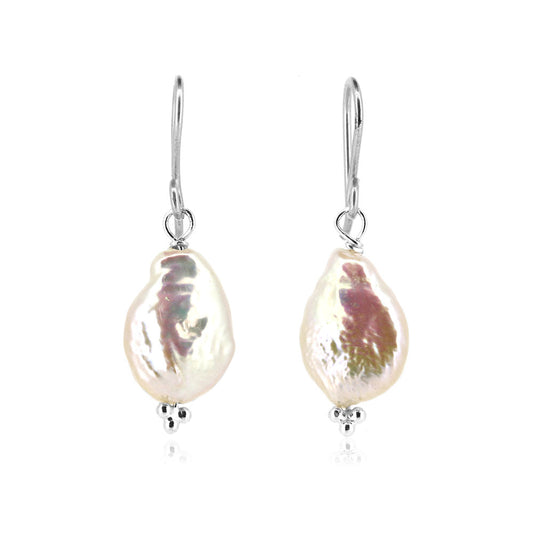 Alyssia Keshi White Freshwater Pearl Drop Earrings - Sterling Silver Drop Earrings