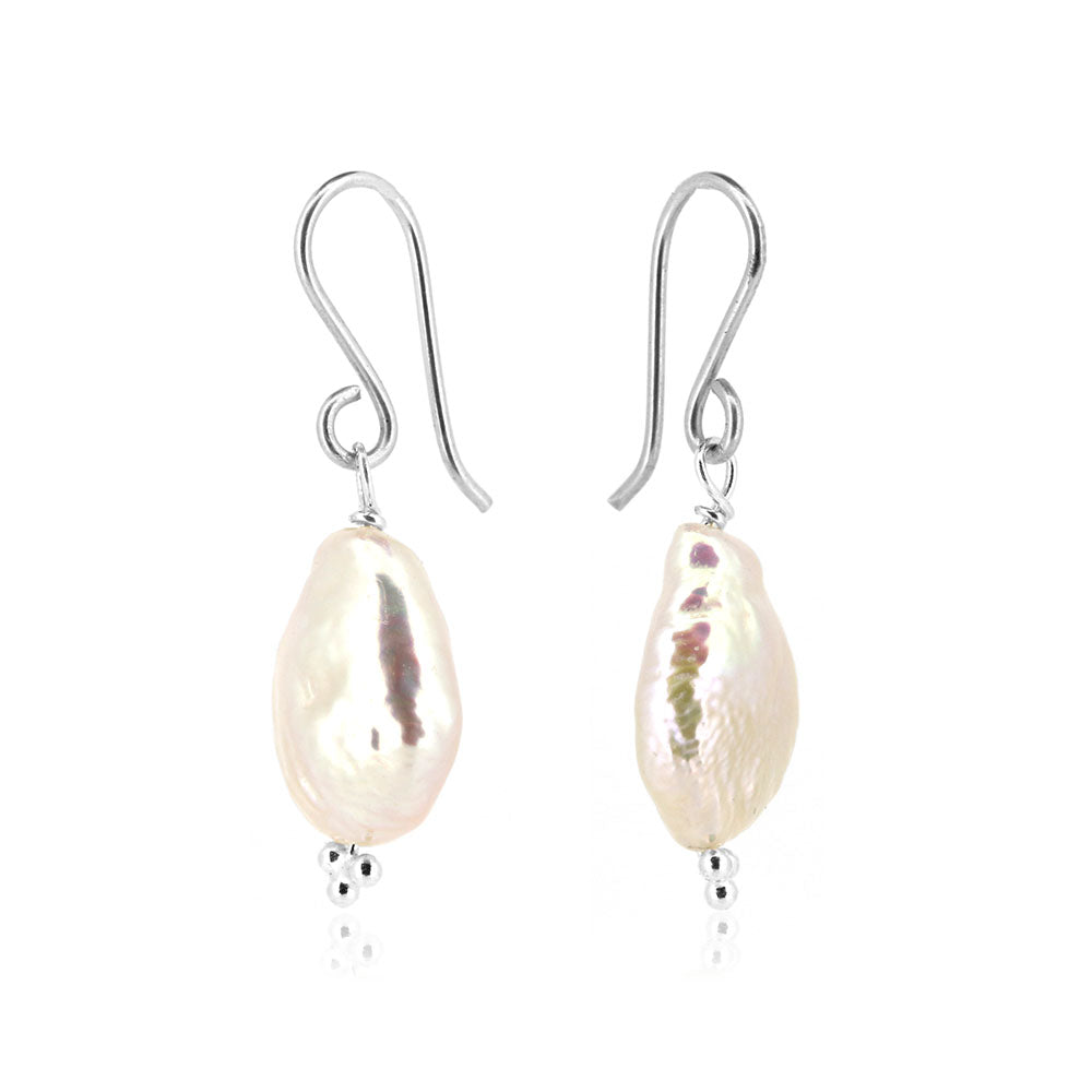 Alyssia Keshi White Freshwater Pearl Drop Earrings - Sterling Silver