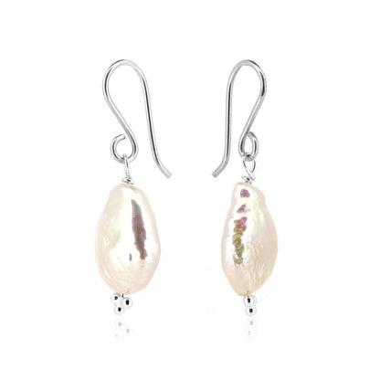 Alyssia Keshi White Freshwater Pearl Drop Earrings - Sterling Silver