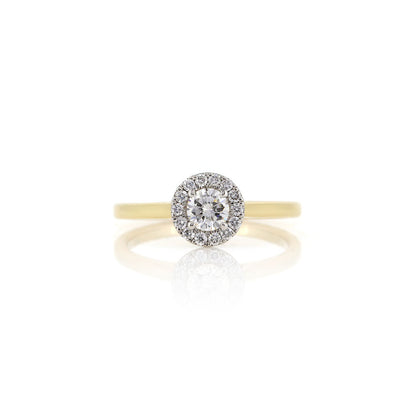 Grace Diamond Solitaire Round Halo 0.45ct Ring - 18ct Yellow Gold and Platinum Rings