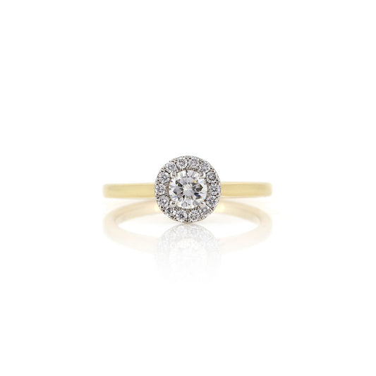 Grace Diamond Solitaire Round Halo 0.45ct Ring - 18ct Yellow Gold and Platinum Rings