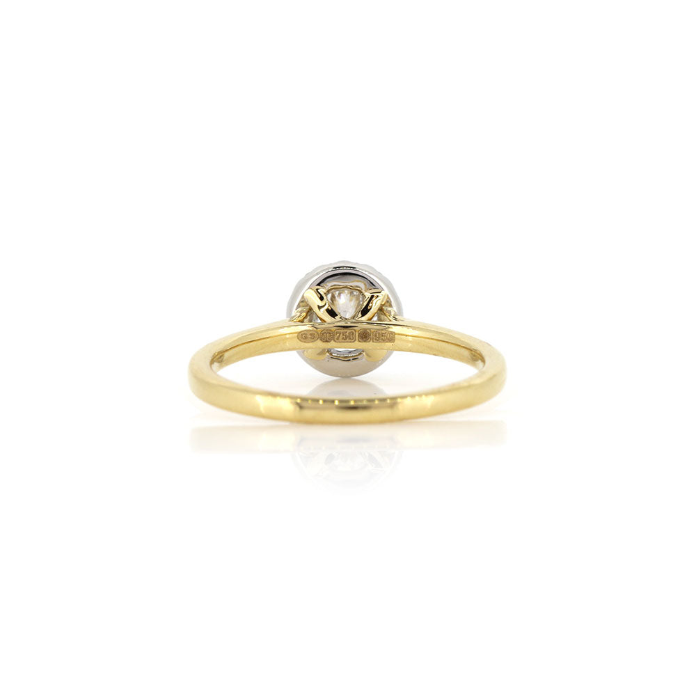 Grace Diamond Solitaire Round Halo 0.45ct Ring - 18ct Yellow Gold and Platinum