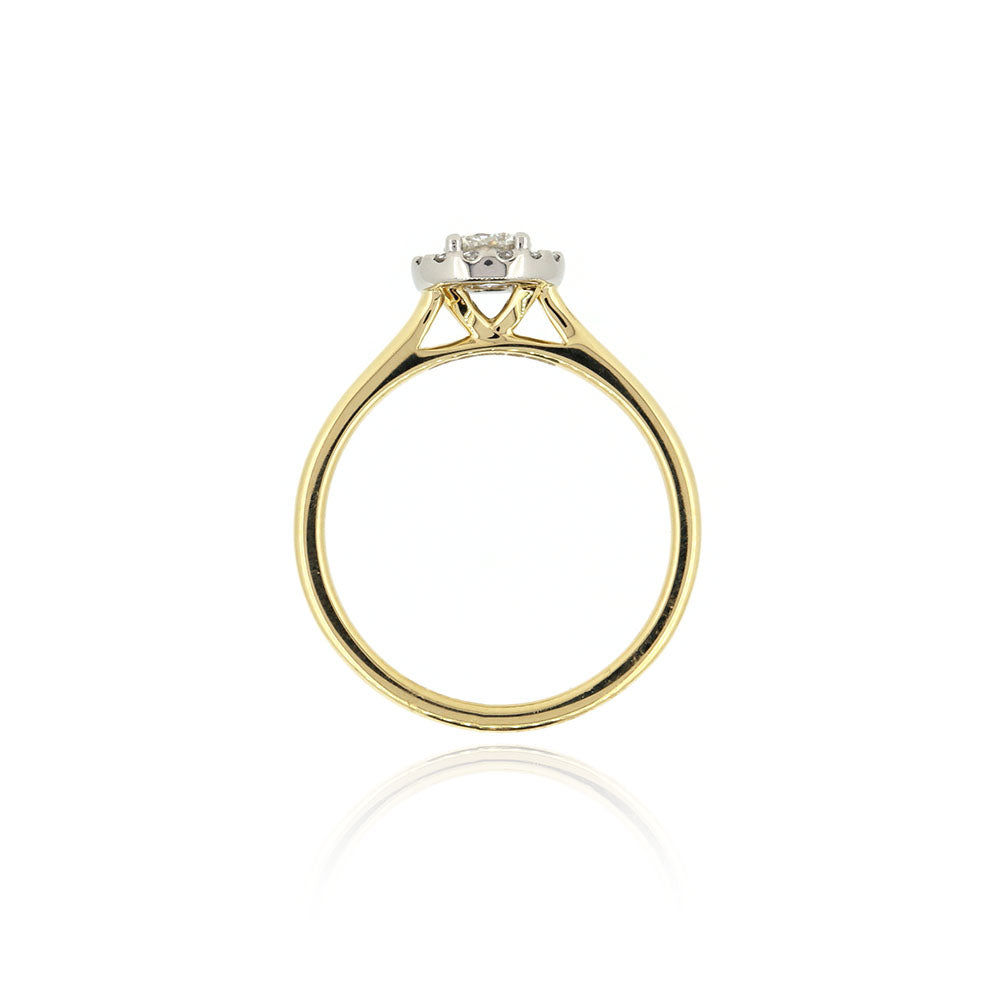 Grace Diamond Solitaire Round Halo 0.45ct Ring - 18ct Yellow Gold and Platinum