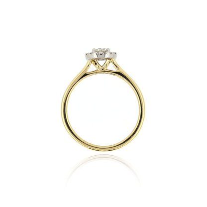Grace Diamond Solitaire Round Halo 0.45ct Ring - 18ct Yellow Gold and Platinum