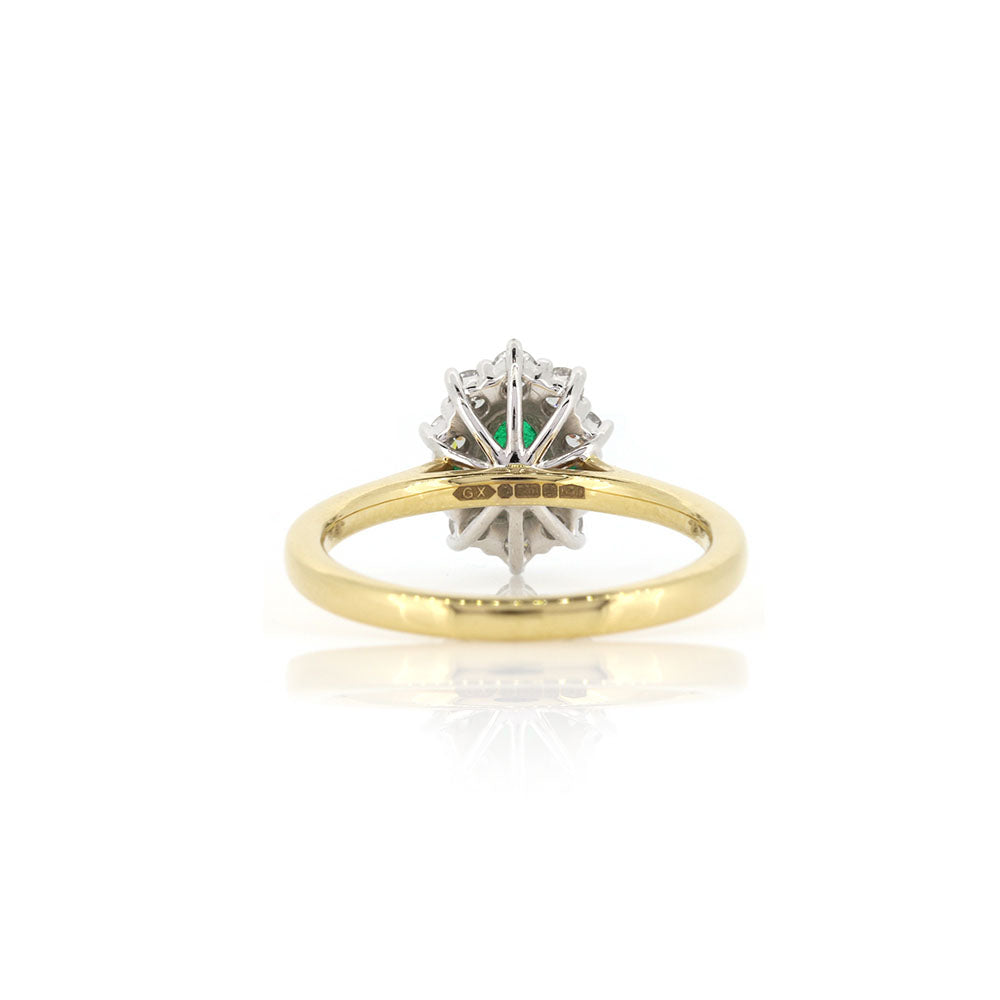 Grace Emerald and Diamond Cluster Ring - 18ct Yellow Gold and Platinum Rings