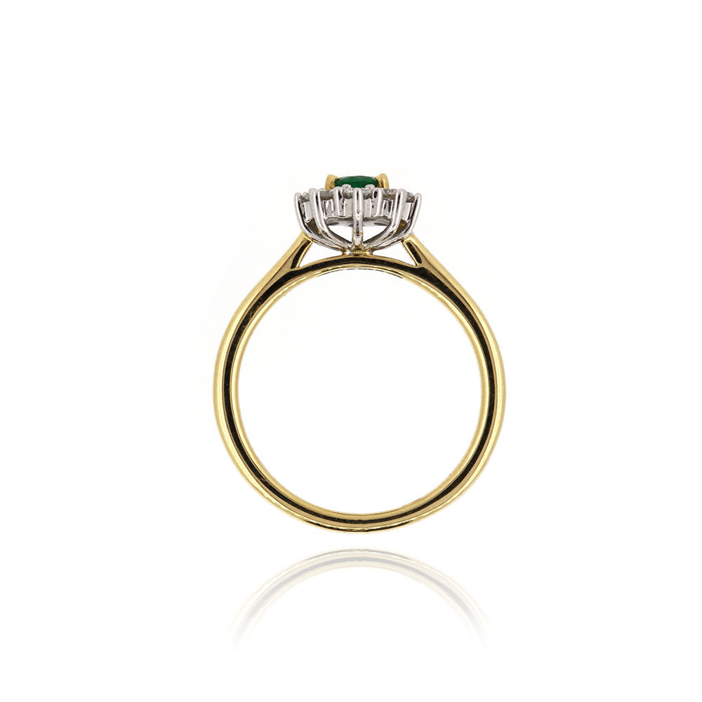 Grace Emerald and Diamond Cluster Ring - 18ct Yellow Gold and Platinum Rings