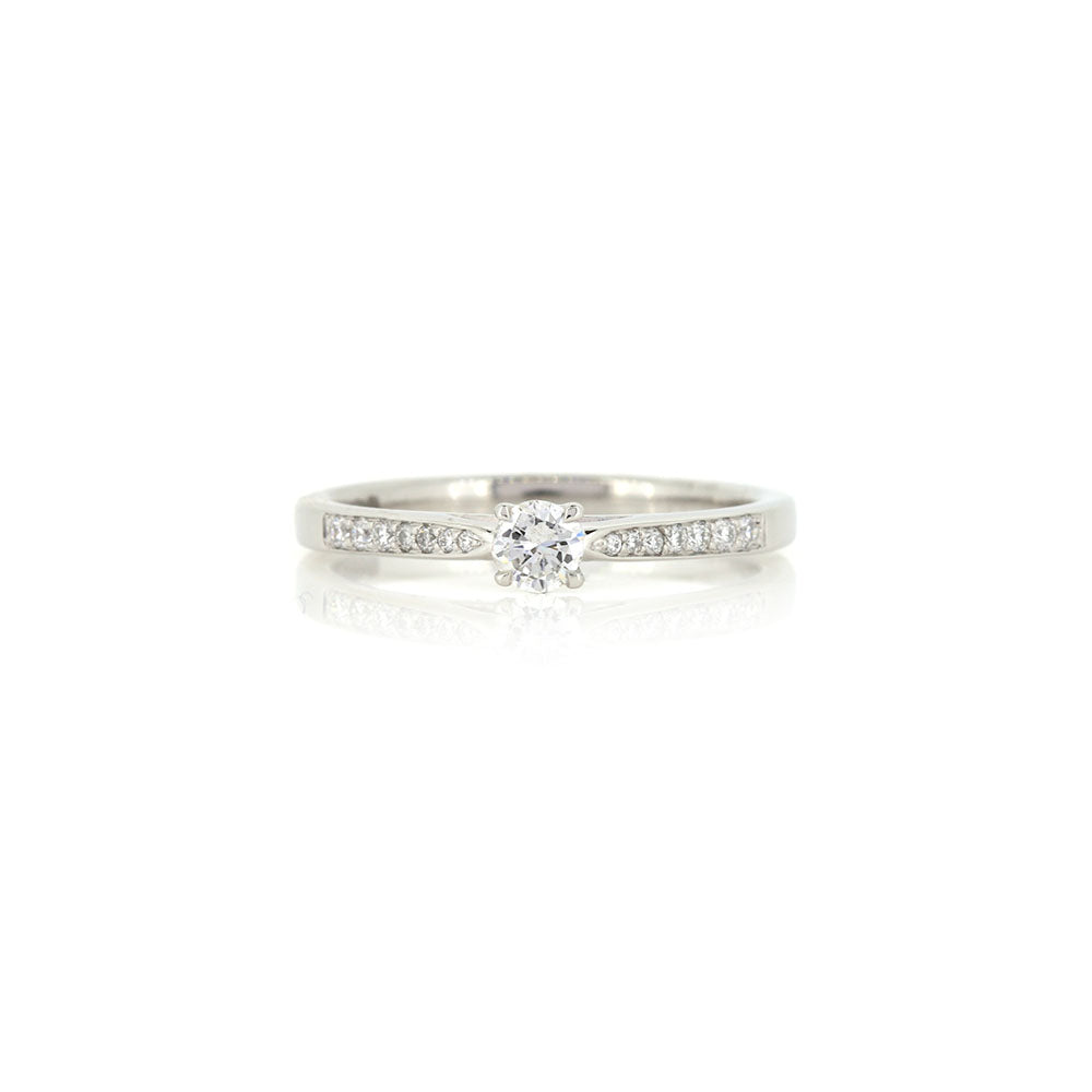 Grace Diamond Solitaire with Diamond Set Shoulders 0.31ct Ring - Platinum Rings