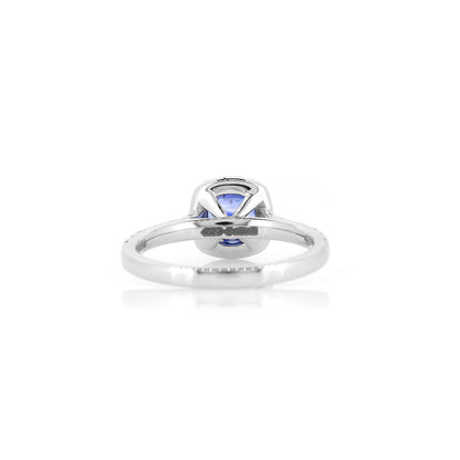 Grace Blue Sapphire and Diamond Halo Ring - Platinum