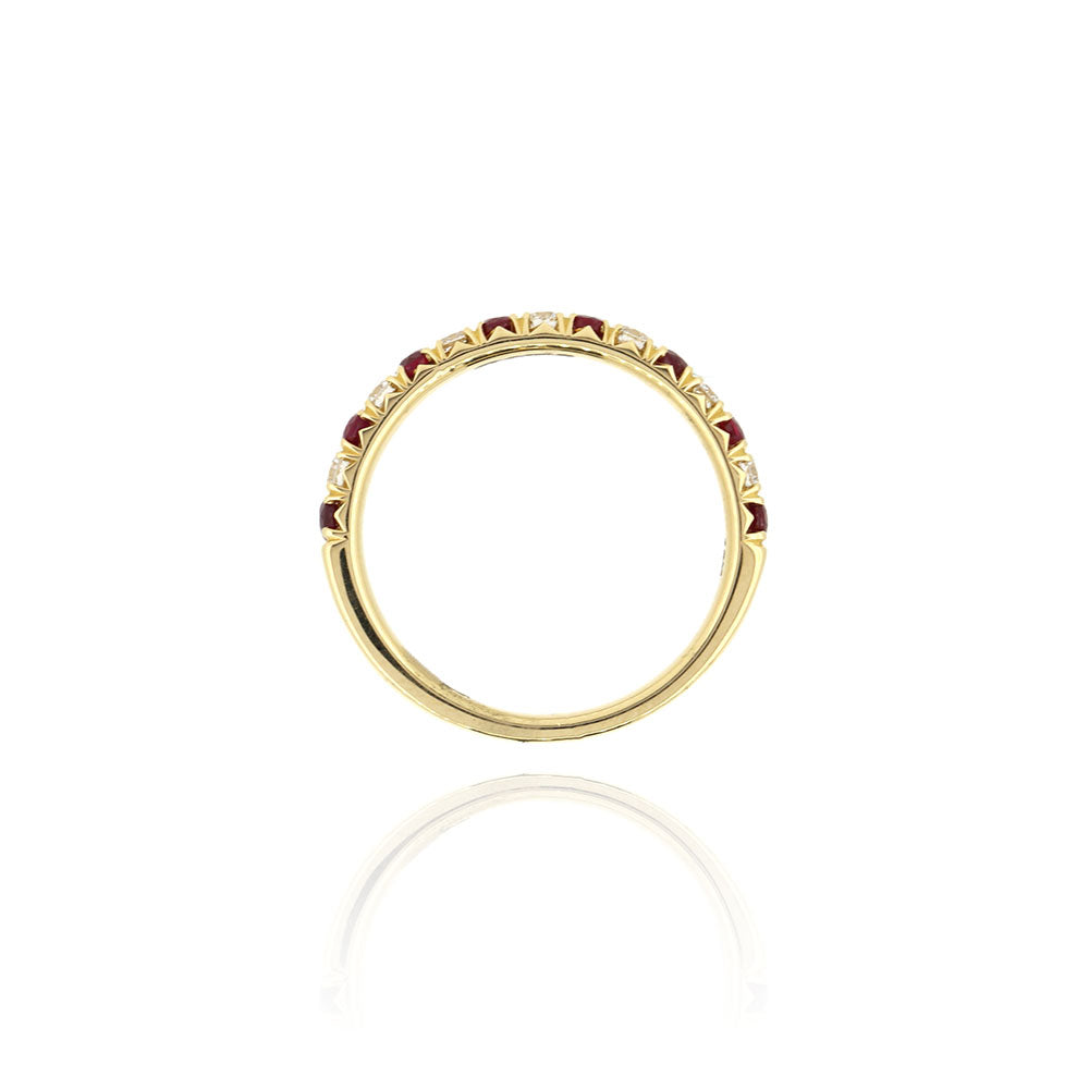 Grace Ruby and Diamond Half Eternity Ring - 18ct Yellow Gold Rings