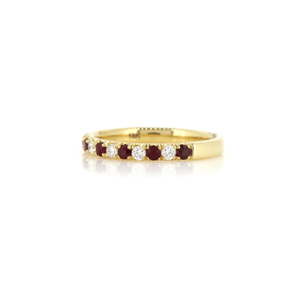 Grace Ruby and Diamond Half Eternity Ring - 18ct Yellow Gold Rings