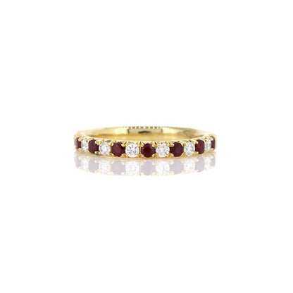Grace Ruby and Diamond Half Eternity Ring - 18ct Yellow Gold Rings