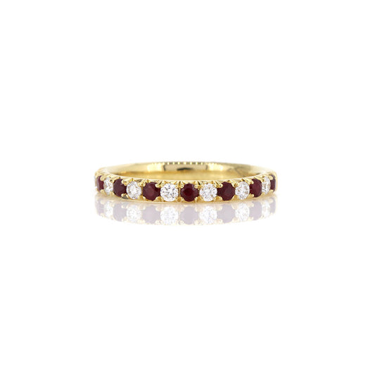 Grace Ruby and Diamond Half Eternity Ring - 18ct Yellow Gold Rings