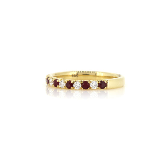Grace Ruby and Diamond Half Eternity Ring - 18ct Yellow Gold