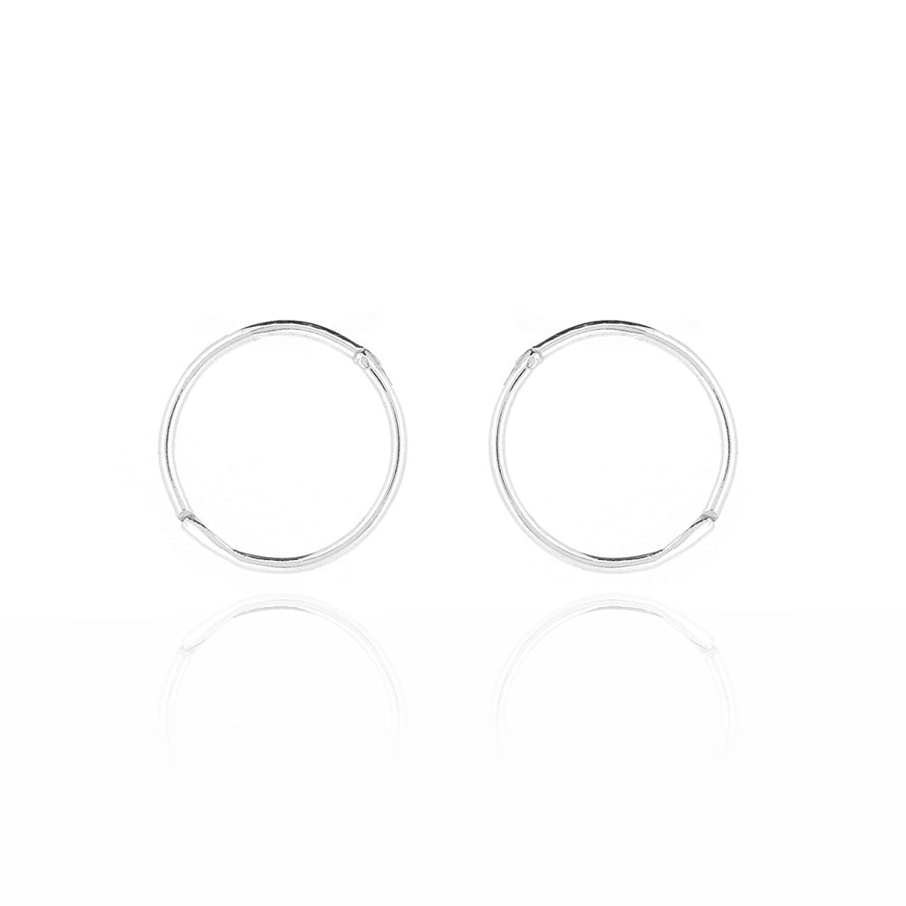 Sleeper 14mm Hinged Solid Hoop Earrings - Sterling Silver Hoop Earrings