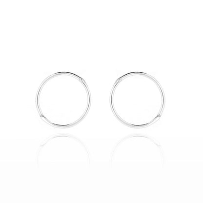 Sleeper 14mm Hinged Solid Hoop Earrings - Sterling Silver Hoop Earrings
