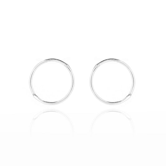 Sleeper 14mm Hinged Solid Hoop Earrings - Sterling Silver Hoop Earrings