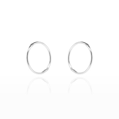 Sleeper 14mm Hinged Solid Hoop Earrings - Sterling Silver Hoop Earrings