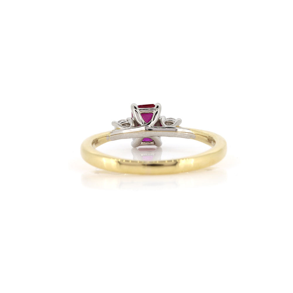 Grace Ruby and Diamond Trilogy Ring - 18ct Yellow Gold and Platinum Rings