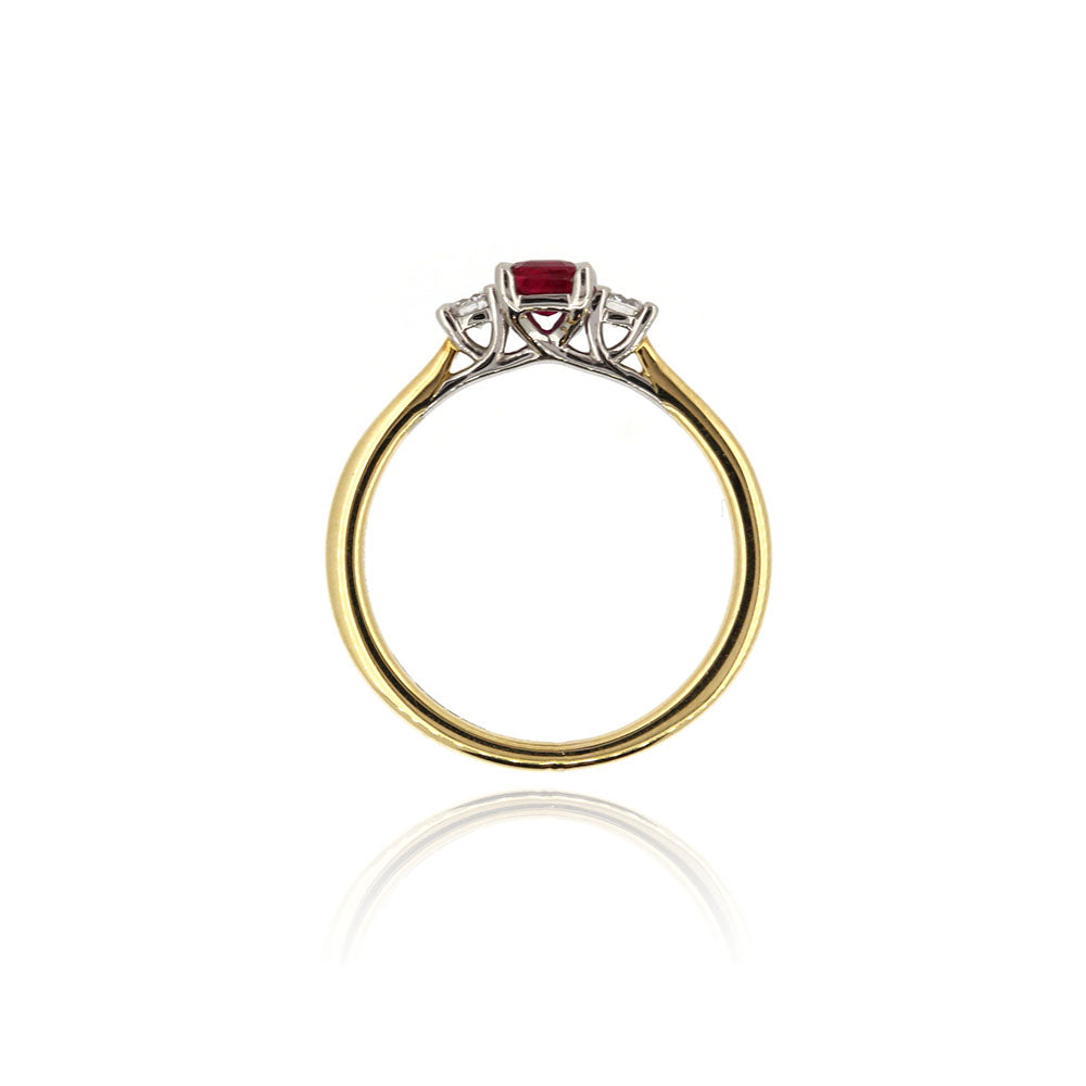 Grace Ruby and Diamond Trilogy Ring - 18ct Yellow Gold and Platinum Rings