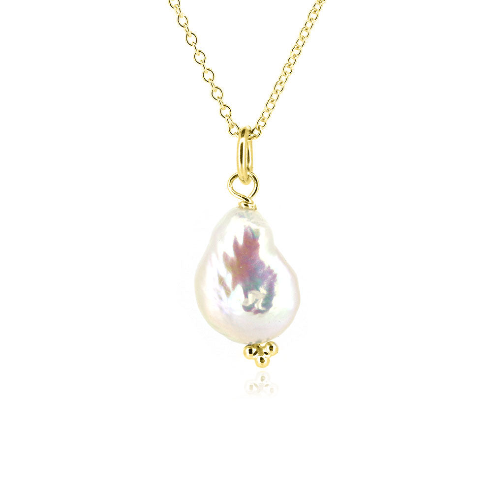 Alyssia Keshi White Freshwater Pearl Necklace - Yellow Gold Vermeil Necklace
