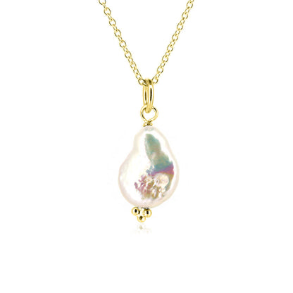 Alyssia Keshi White Freshwater Pearl Necklace - Yellow Gold Vermeil Necklace