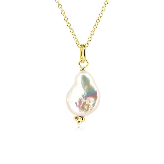 Alyssia Keshi White Freshwater Pearl Necklace - Yellow Gold Vermeil Necklace