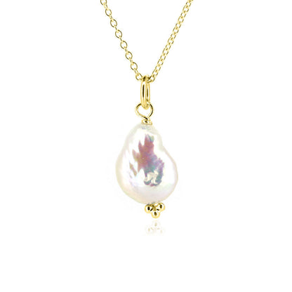 Alyssia Keshi White Freshwater Pearl Necklace - Yellow Gold Vermeil