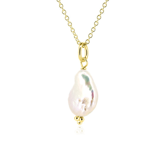 Alyssia Keshi White Freshwater Pearl Necklace - Yellow Gold Vermeil