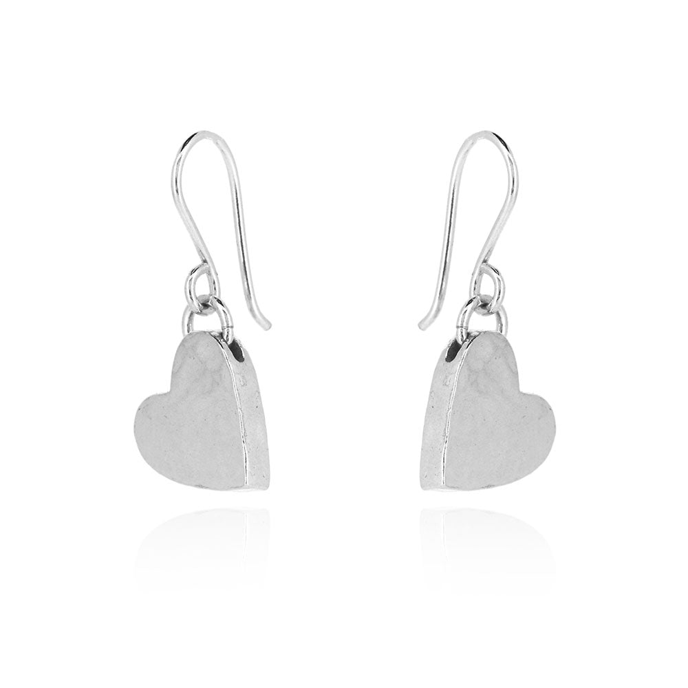 Heart Drop Earrings - Sterling Silver Drop Earrings