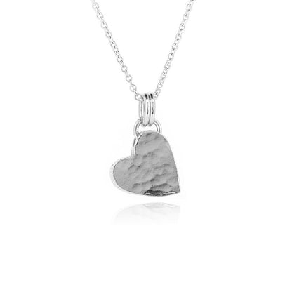Close view of chunky sterling silver heart necklace | Golden Snowdrop