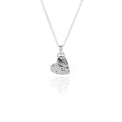 Sterling silver heart necklace with dappled textured finish | Golden Snowdrop