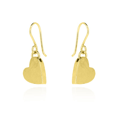 Yellow gold vermeil heart drop earrings shown as a pair | Golden Snowdrop