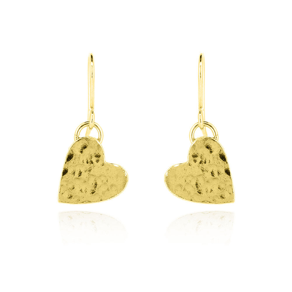 Heart Drop Earrings - Yellow Gold Vermeil Drop Earrings