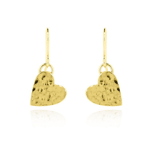Heart Drop Earrings - Yellow Gold Vermeil Drop Earrings