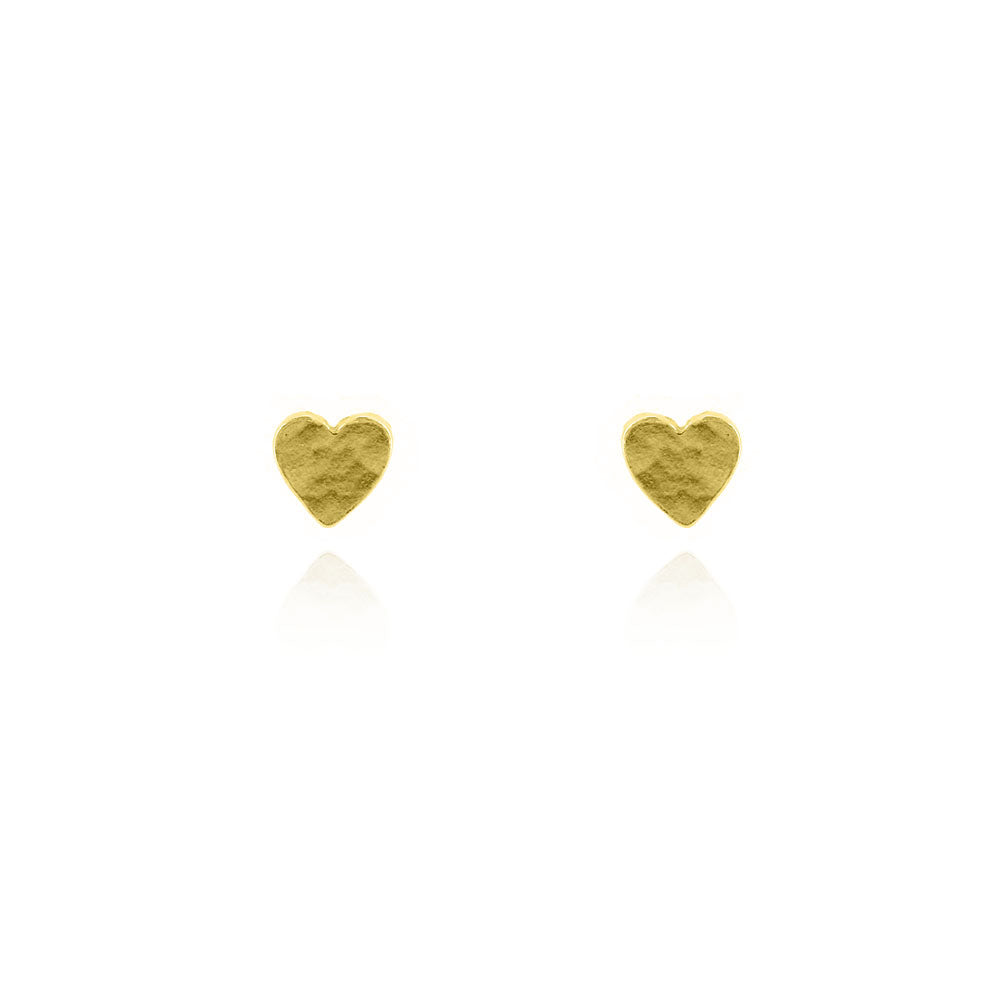 Heart Stud Earrings - Yellow Gold Vermeil Stud Earrings