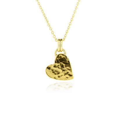 Close view of chunky heart necklace in yellow gold vermeil | Golden Snowdrop