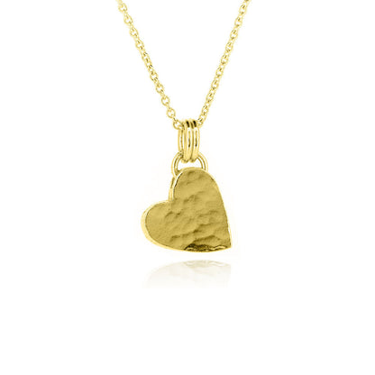 Chunky heart necklace in yellow gold vermeil with hammered texture | Golden Snowdrop