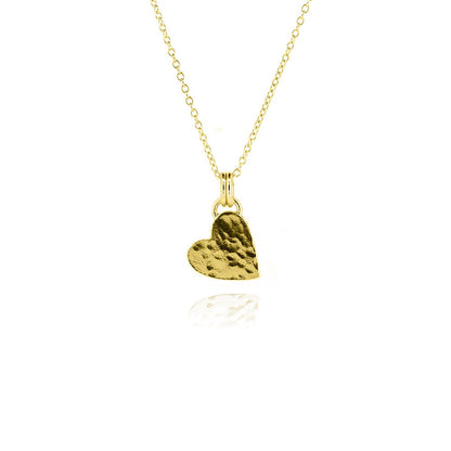 Yellow gold vermeil heart necklace shown on chain | Golden Snowdrop