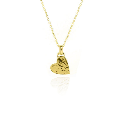 Hammered yellow gold vermeil heart necklace with tactile finish | Golden Snowdrop