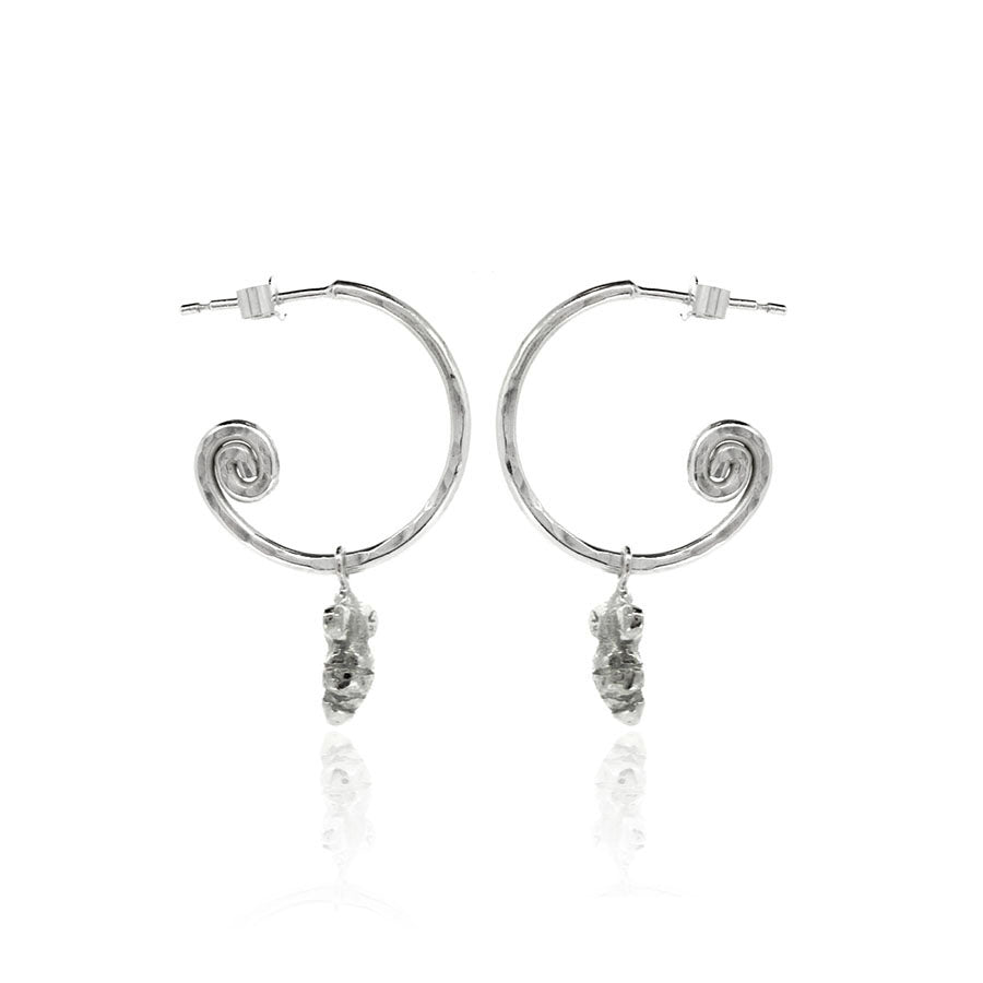 Bee Hoop Earring Charm Drops - Sterling Silver Hoop Earrings