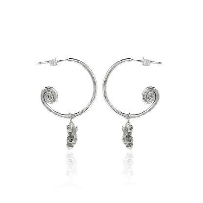 Bee Hoop Earring Charm Drops - Sterling Silver Hoop Earrings